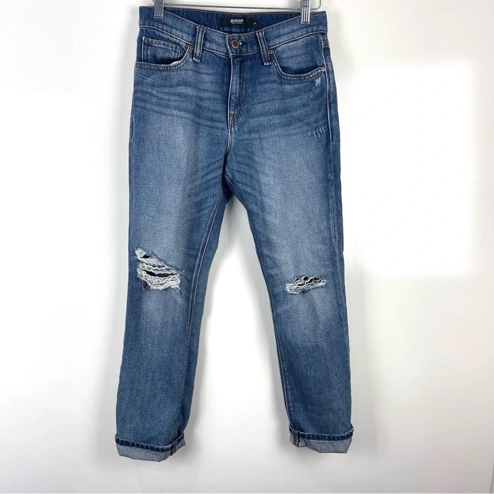 Hudson Distressed Jessi Boyfriend Relaxed Fit Jeans Size 25